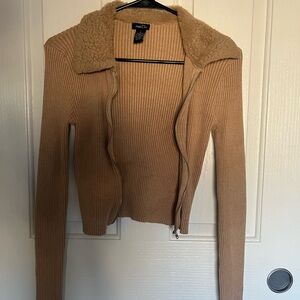 Rue21 Beige Ribbed Fleece Jacket
